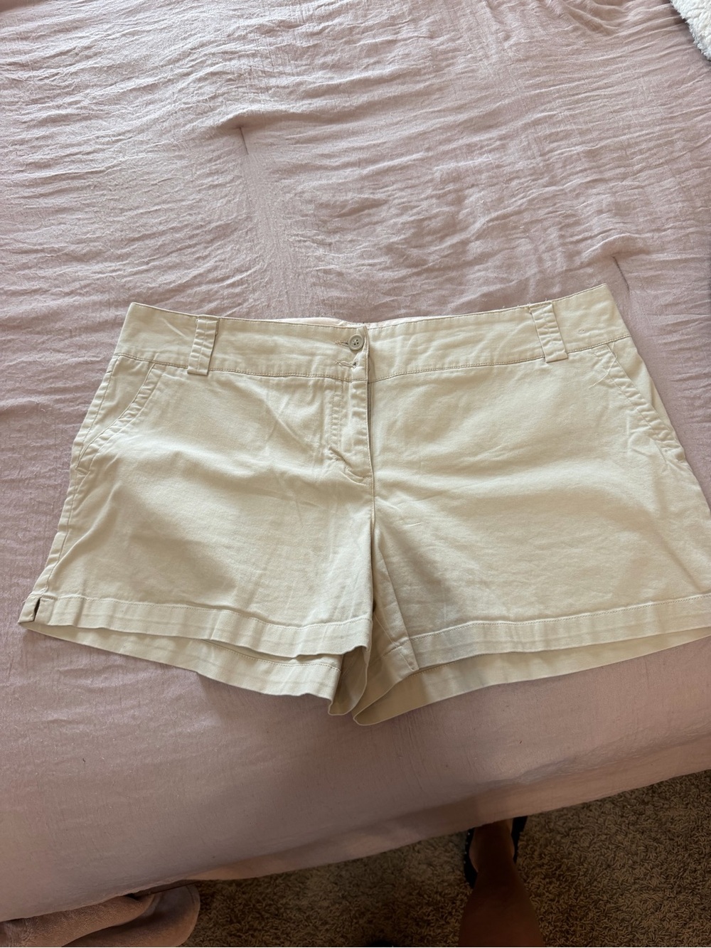 New York & Company Light Cream Cotton Bermuda Shorts